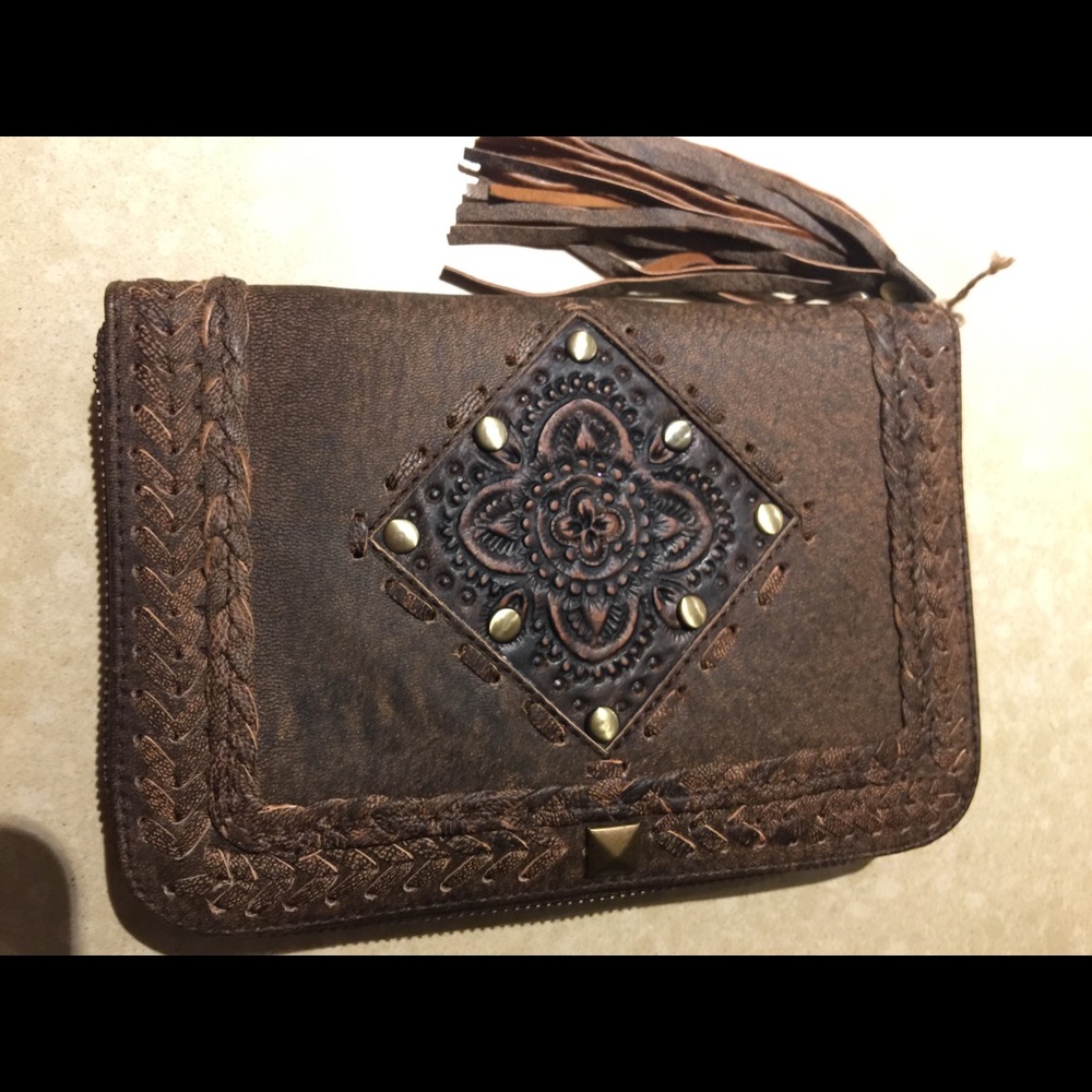 Hand Crafted Brown Leather Wallet Clutch from Bali